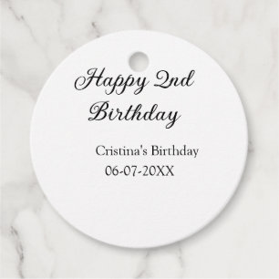Étiquettes Cadeau calligraphie simple minimum heureux 2e anniversair