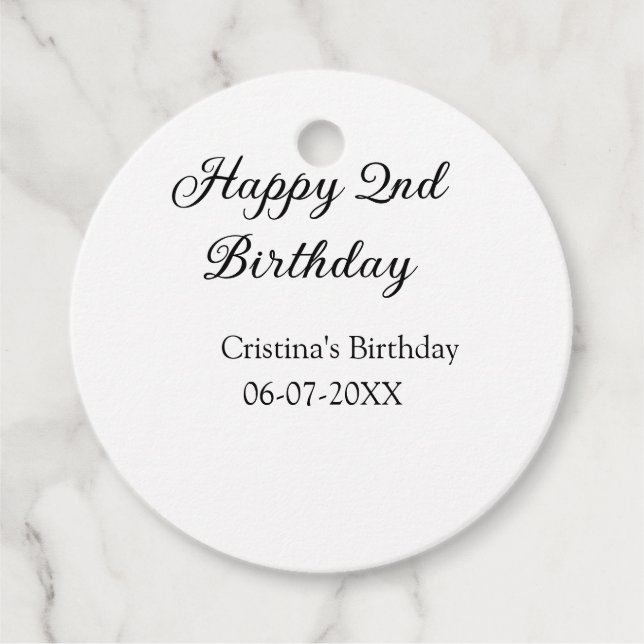 Étiquettes Cadeau calligraphie simple minimum heureux 2e anniversair (Devant)
