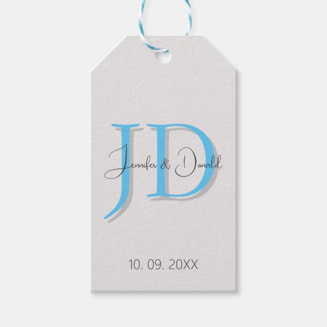 Étiquettes-cadeau Calligraphie tendance monogramme de script classiq (Devant)