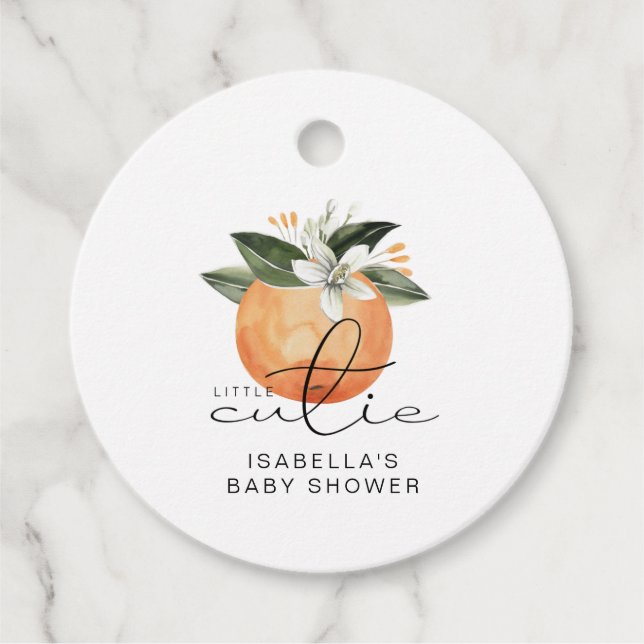 Étiquettes Cadeau CALLIOPE Little Cutie Clementine Baby shower (Devant)