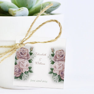 Étiquettes Cadeau Camées botaniques Régence Rose poussiéreuse romant