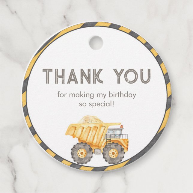 Étiquettes Cadeau Camion à benne de chantier (Devant)