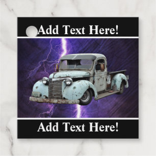 Étiquettes Cadeau Camion bleu vintage