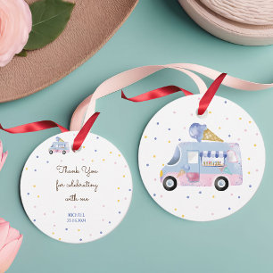 Étiquettes Cadeau Camion crème glacée Scoops de plaisir anniversaire