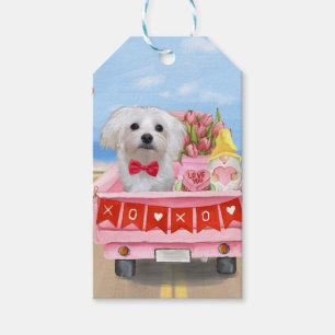 Étiquettes-cadeau Camion de la Saint-Valentin pour chien maltais