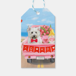 Étiquettes-cadeau Camion de la Saint-Valentin pour West Highland Whi
