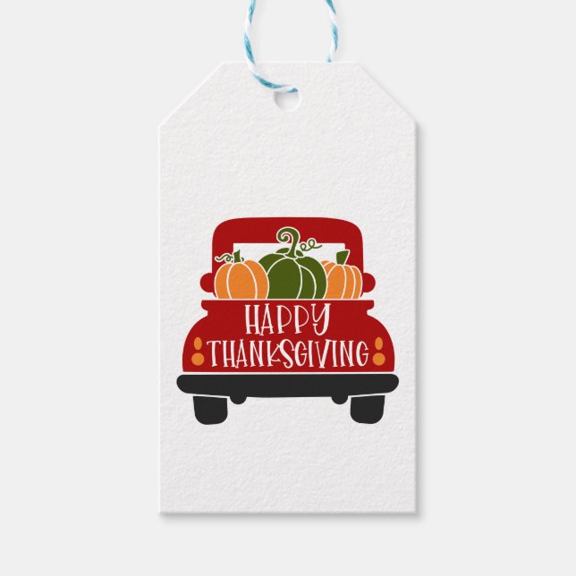 Étiquettes-cadeau Camion de Thanksgiving (Devant)