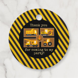 Étiquettes Cadeau Camions de construction   Parti Anniversaire de en