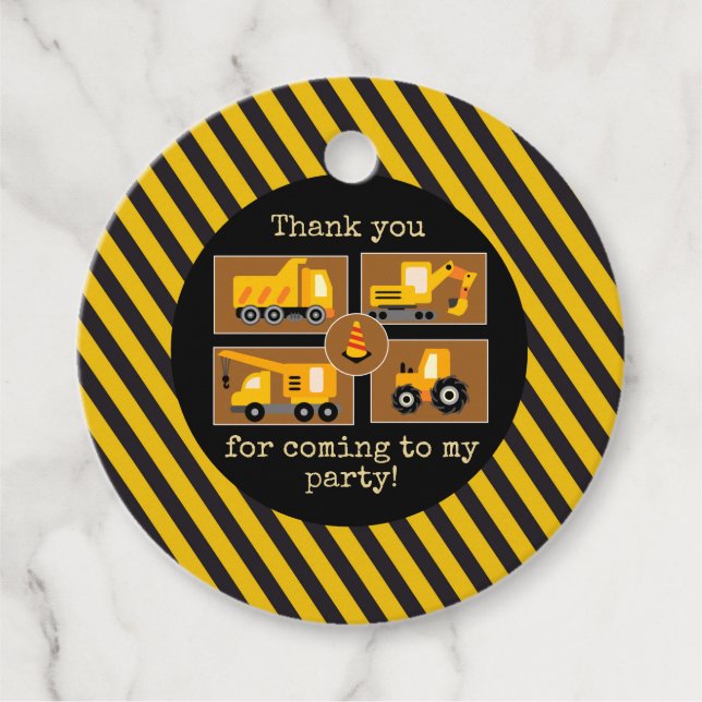 Étiquettes Cadeau Camions de construction | Parti Anniversaire de en (Devant)