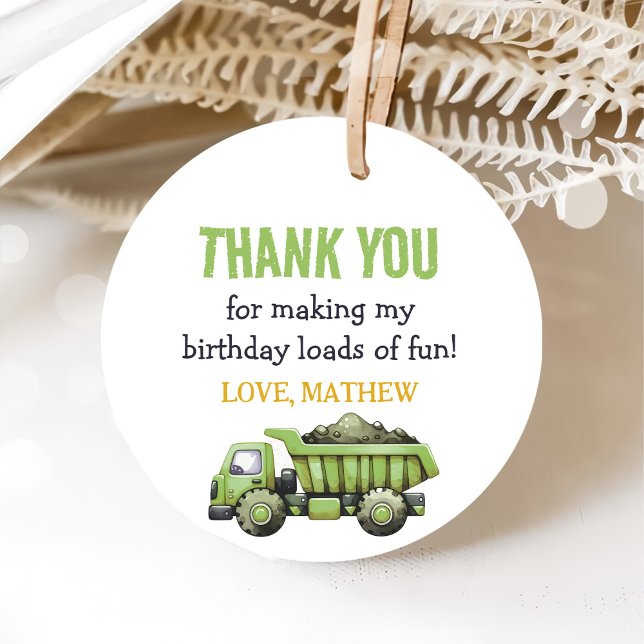 Étiquettes Cadeau Camions & Diggers Construction 1er anniversaire (Créateur téléchargé)