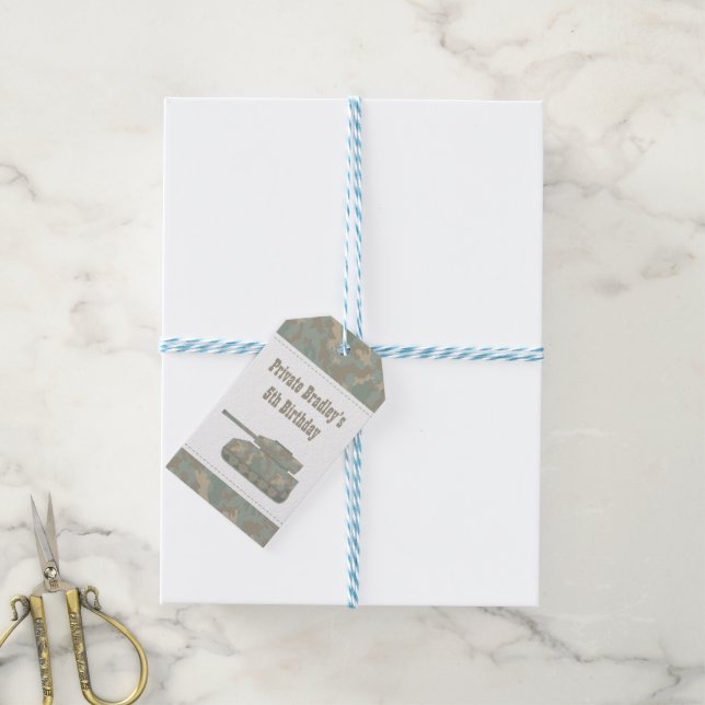 Étiquettes-cadeau Camouflage militaire Imprimer réservoir Armée fête (Avec de laficelle)