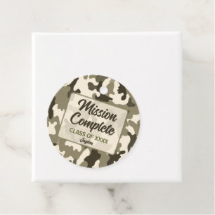 Étiquettes Cadeau Camouflage Rustique Tons Terreux de Brun et de Bei