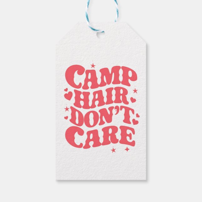 Étiquettes-cadeau Camp Hair Ne vous souciez pas Camping d'été Filles (Dos)