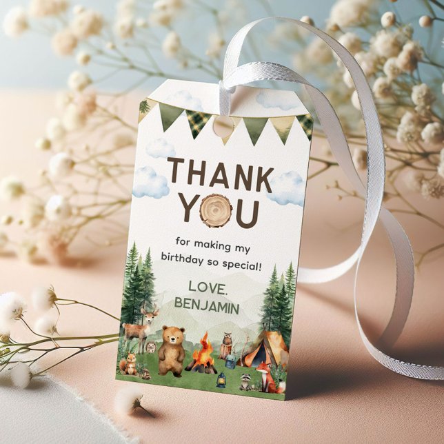 Étiquettes-cadeau Camping Anniversaire Merci de fête (Camping Birthday Party Thank You Gift Tags
)