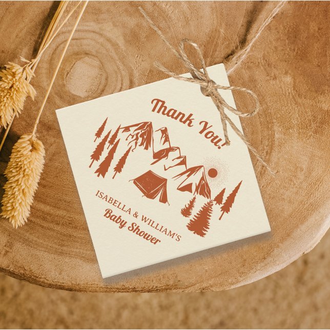 Étiquettes Cadeau Camping Baby shower Petit Camper Bois (Camping Baby Shower Little Camper Woodland Favor Tags)