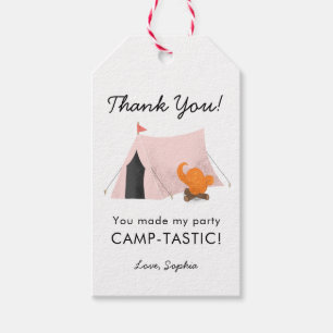 Étiquettes-cadeau Camping rose Anniversaire Fête Camp-Tastic Faveur