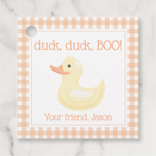 Étiquettes Cadeau Canard Boo Cute Orange Halloween Enfants