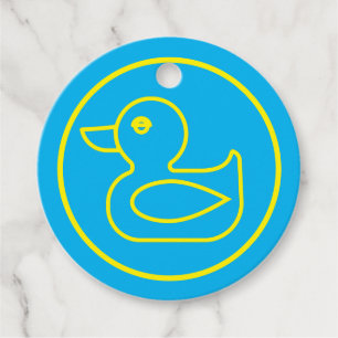 Étiquettes Cadeau Canard en caoutchouc jaune sur bleu Personnalisé