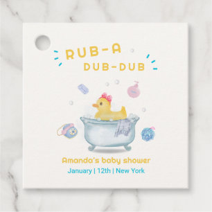 Étiquettes Cadeau Canard en caoutchouc Rub A Dub Dub Douche bébé
