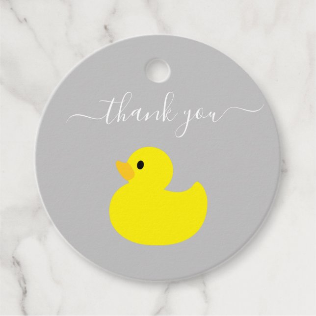 Étiquettes Cadeau Canard jaune Merci (Devant)
