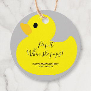 Étiquettes Cadeau Canard jaune Pop it When she pops