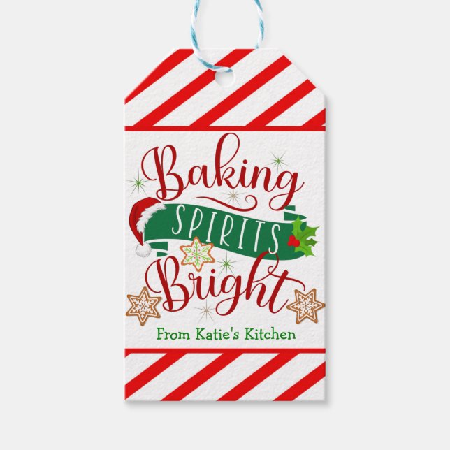 Étiquettes-cadeau CandyCane Baking Spirits Bright (Devant)