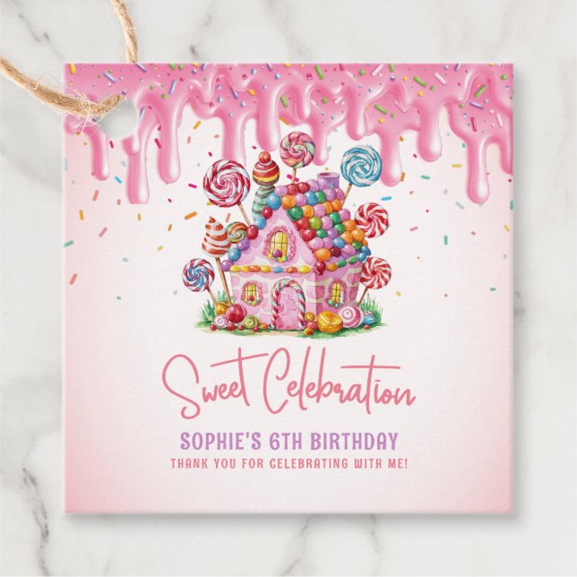 Étiquettes Cadeau Candyland Sweet Celebration Anniversaire (Devant)
