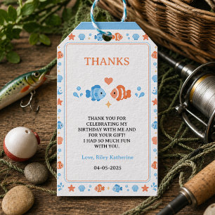 Étiquettes-cadeau Canne à pêche vintage O-Fish-Ally One 1er annivers