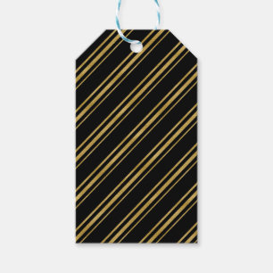 Étiquettes-cadeau Canne à sucre rayée noir et or Chic élégant