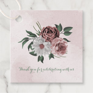 Étiquettes Cadeau cannelle rose rose blanc fleuri mariage