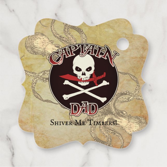 Étiquettes Cadeau Capitaine Papa - Embracé par Deep Deep (Dos)