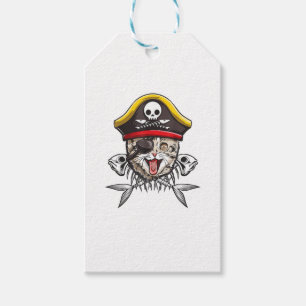 Étiquettes-cadeau Capitaine Pirate Chat Hommes Jolly roger Drapeau C