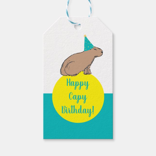 Étiquettes-cadeau Capybara Anniversaire Enfants Personnalisé Animal  (Devant)
