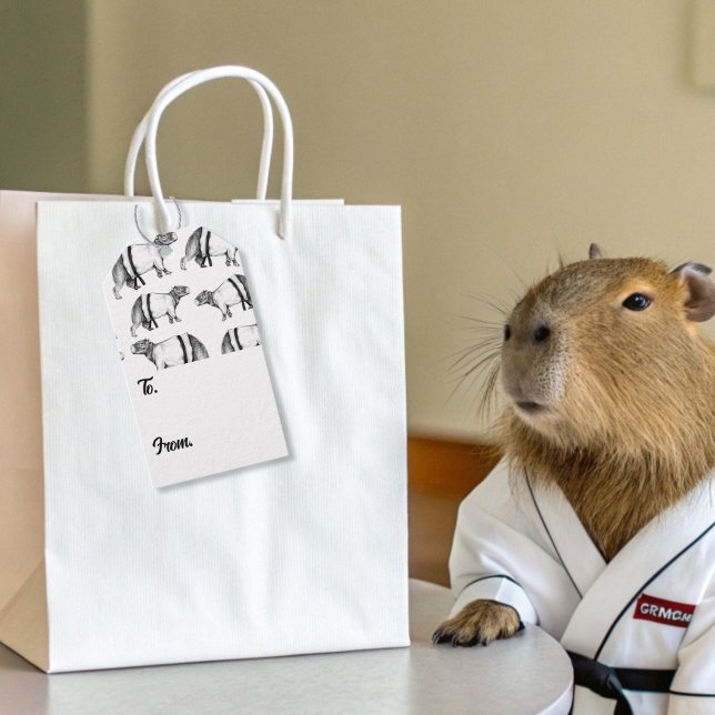 Étiquettes-cadeau Capybara Karate (Capybara and Karate Gift Tag)