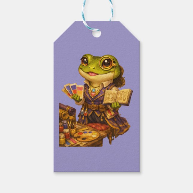Étiquettes-cadeau Caractère de grenouille créatrice de royaume (Devant)