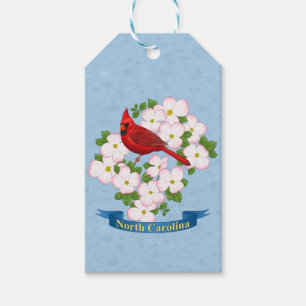 Étiquettes-cadeau Cardinal d'État de Caroline du Nord Oiseau Dogwood
