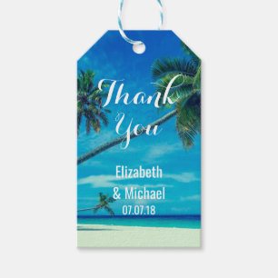 Étiquettes-cadeau Caribbean Island Tropical Beach Mariage Merci