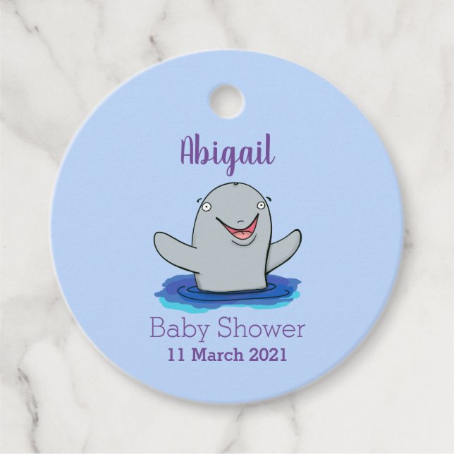 Étiquettes Cadeau Caricature adorable de marsouin (Devant)