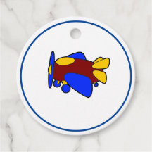 Caricature d'avion bleu jaune rouge pour enfants