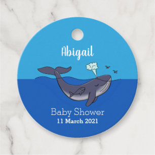 Étiquettes Cadeau Caricature de baleine mignonne et de baleine de ve