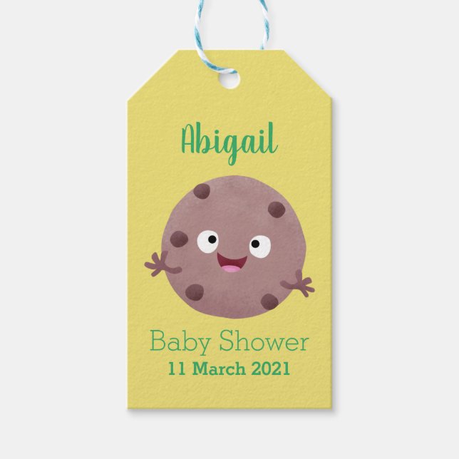 Étiquettes-cadeau Caricature de biscuit à puce en chocolat (Devant)