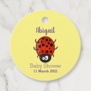 Étiquettes Cadeau Caricature de coccinelle rouge joyeux