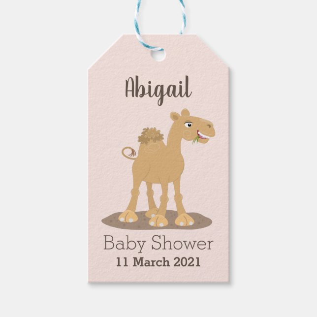 Étiquettes-cadeau Caricature de dromadaire joyeux et souriant (Devant)