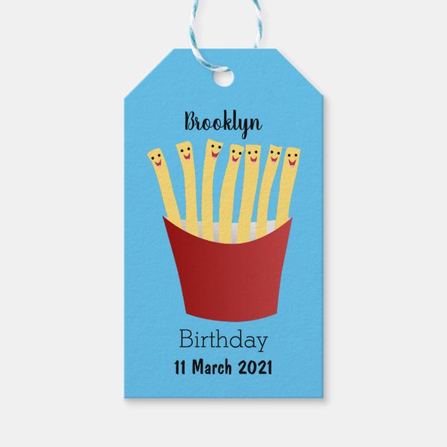 Étiquettes-cadeau Caricature de frites Cute kawaii fast food (Devant)