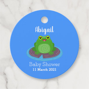 Étiquettes Cadeau Caricature de grenouille verte mignonne