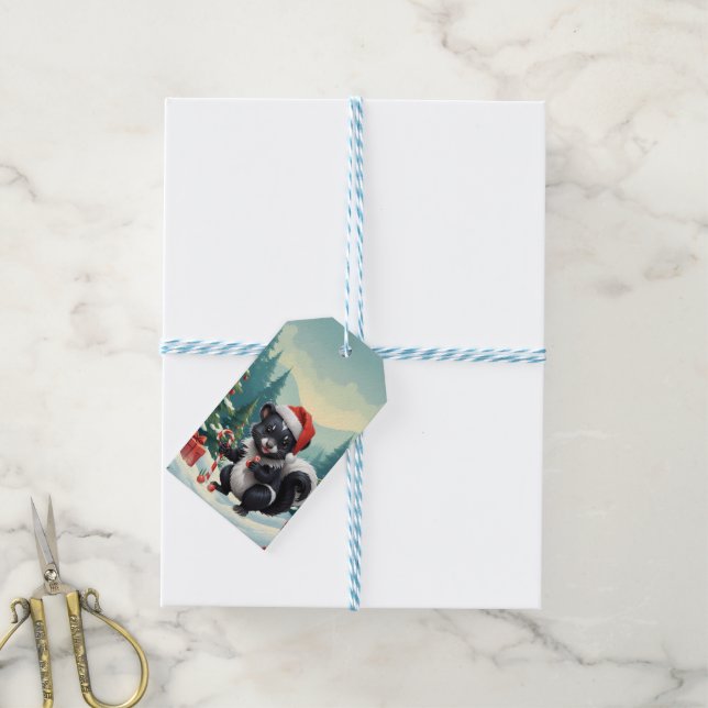 Étiquettes-cadeau Caricature de la peau de Noël mignon (With Twine)