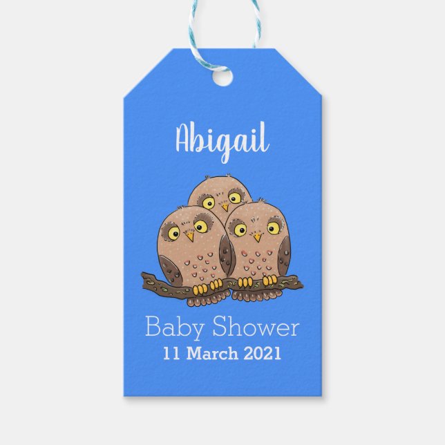 Étiquettes-cadeau Caricature en trio de chouette (Devant)