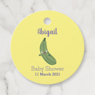 Étiquettes Cadeau Caricature joyeux de courgettes mignonnes