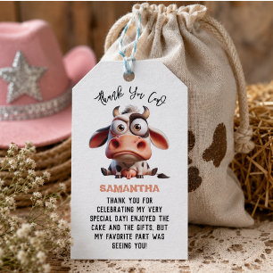 Étiquettes-cadeau Caricatures de vache sacrée J'ai 1 an Joyanniversa