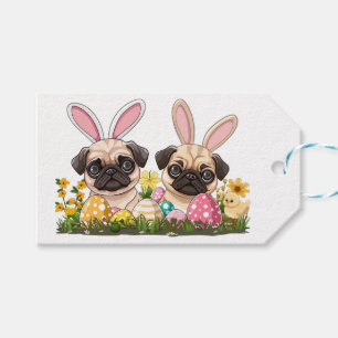 Étiquettes-cadeau Carlin de Pâques Chiens Lapin Oreilles